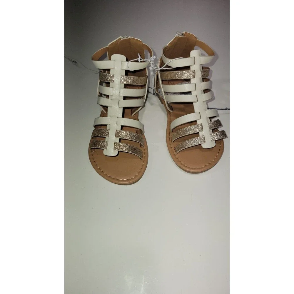 Mudd Girls  Gladiator Sandals Strappy, Back Zip, Sparkle Sandal Sz 1 NWOB